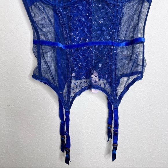 Savage X Fenty Corset Top Bustier Women Large Lace Garter Straps Sheer Leopard - Picture 5 of 9